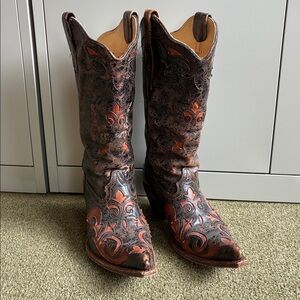 Corral Vintage Brown Cowboy Boot Crackle Lizard